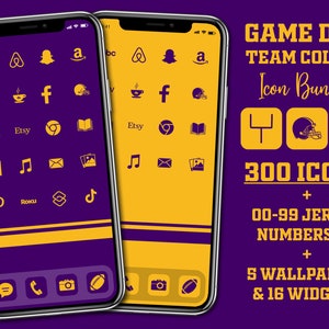 iOS  Icons Football - 500+ Game Day iPhone Icons, Purple & Yellow App Icons for iOS Complete iOS Aesthetic with Widgets and Wallpapers
