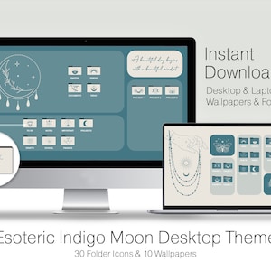 Indigo Moon Mac Folder Icons Wallpaper Organizer and Folder Icons Windows Desktop Organizer with MacBook Wallpaper & Folder Icons for Mac