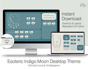 Indigo Moon Mac Folder Icons Wallpaper Organizer and Folder Icons Windows Desktop Organizer with MacBook Wallpaper & Folder Icons for Mac
