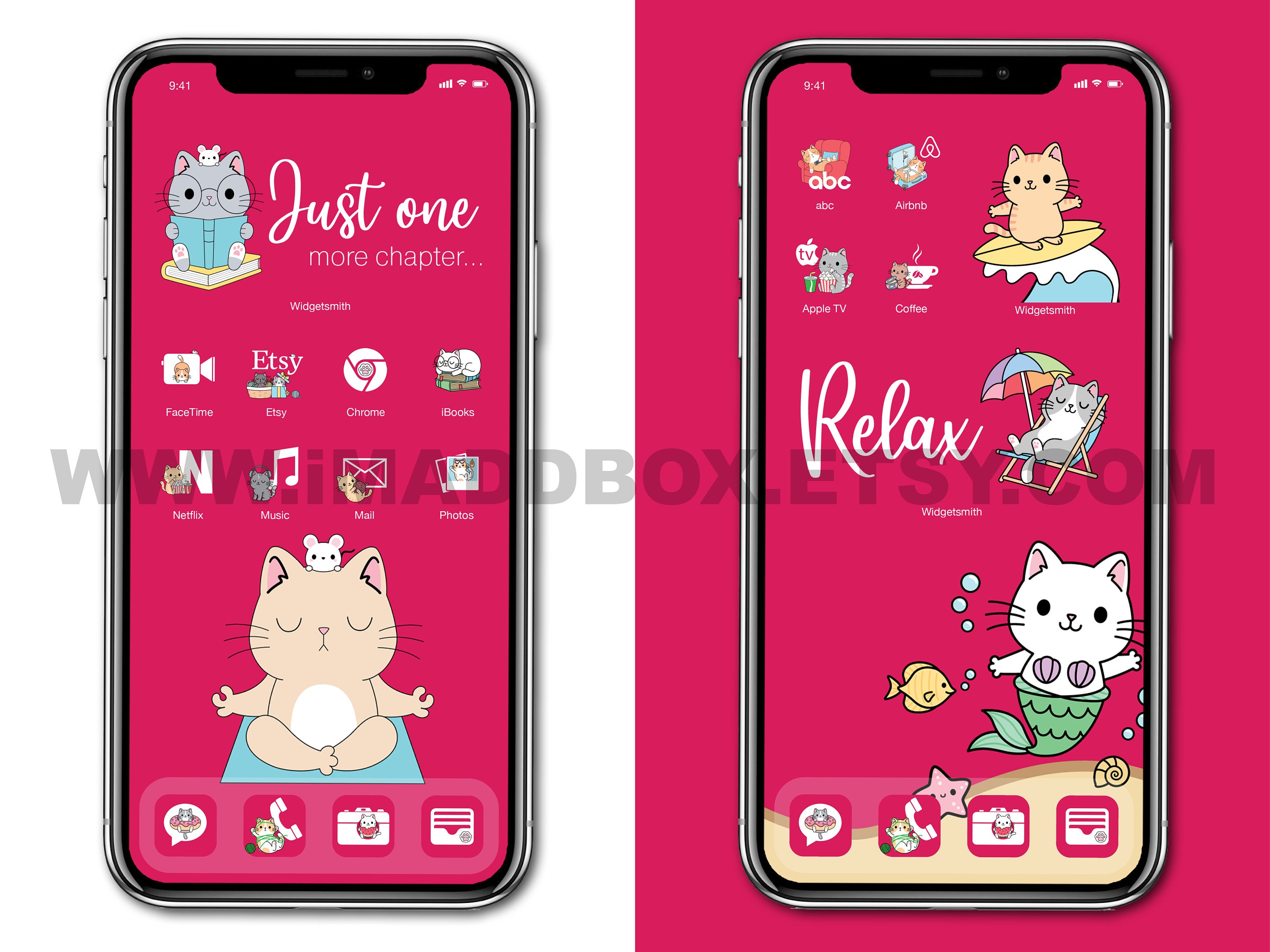 Cute Cats Pink Edition iPhone Icons Bundle