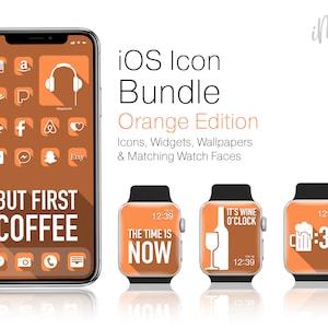 Orange App Icons Pack - iPhone App Icon Bundle - App Icons, iPhone Wallpapers, iOS Widgets & Apple Watch Wallpapers, Complete iOS Aesthetic