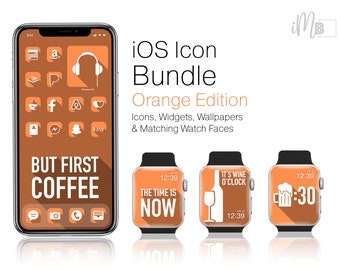 Pack d'icônes d'applications orange - Thème iOS, fond d'écran pour Apple Watch (téléchargement numérique)