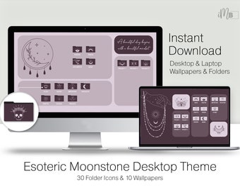 Purple Moonstone Desktop Theme, Mac and Windows Folder Icons (Digital Download)