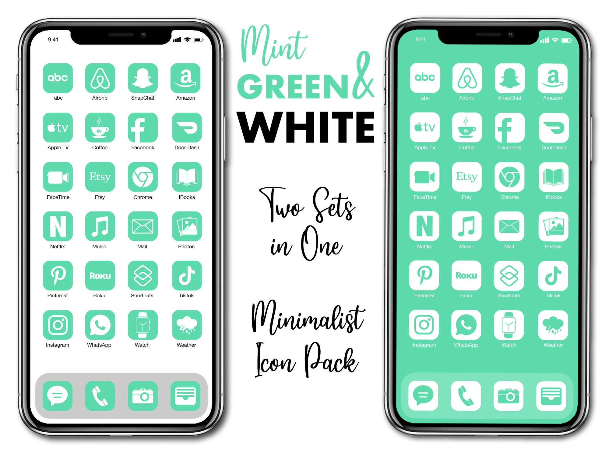 Mint iOS 14 Icons 300 Mint Green iPhone Icons Includes 2 Etsy