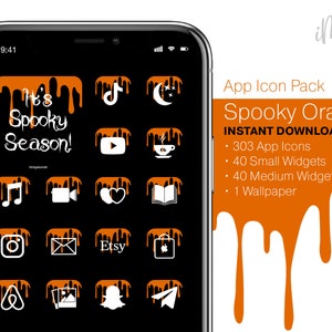 Halloween Orange iPhone App Pack 300+ App Icons & 80 Widgets Apple Icons Digital iOS App Icon Download iPhone Home Screen Orange App Icons