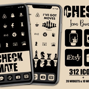 Chess iOS  Icons - 300+ Chess iPhone Icons - Includes 2 Chess Sets of 150 App Icons for iOS  - Complete iOS  Aesthetic with Wallpapers