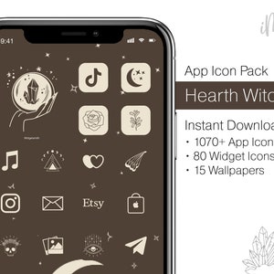 Hearth Witch iPhone App Icons Home Screen Aesthetic - Halloween Icons for Spooky Season iPhone Aesthetic - Mit Icons, Wallpapers, & Widgets
