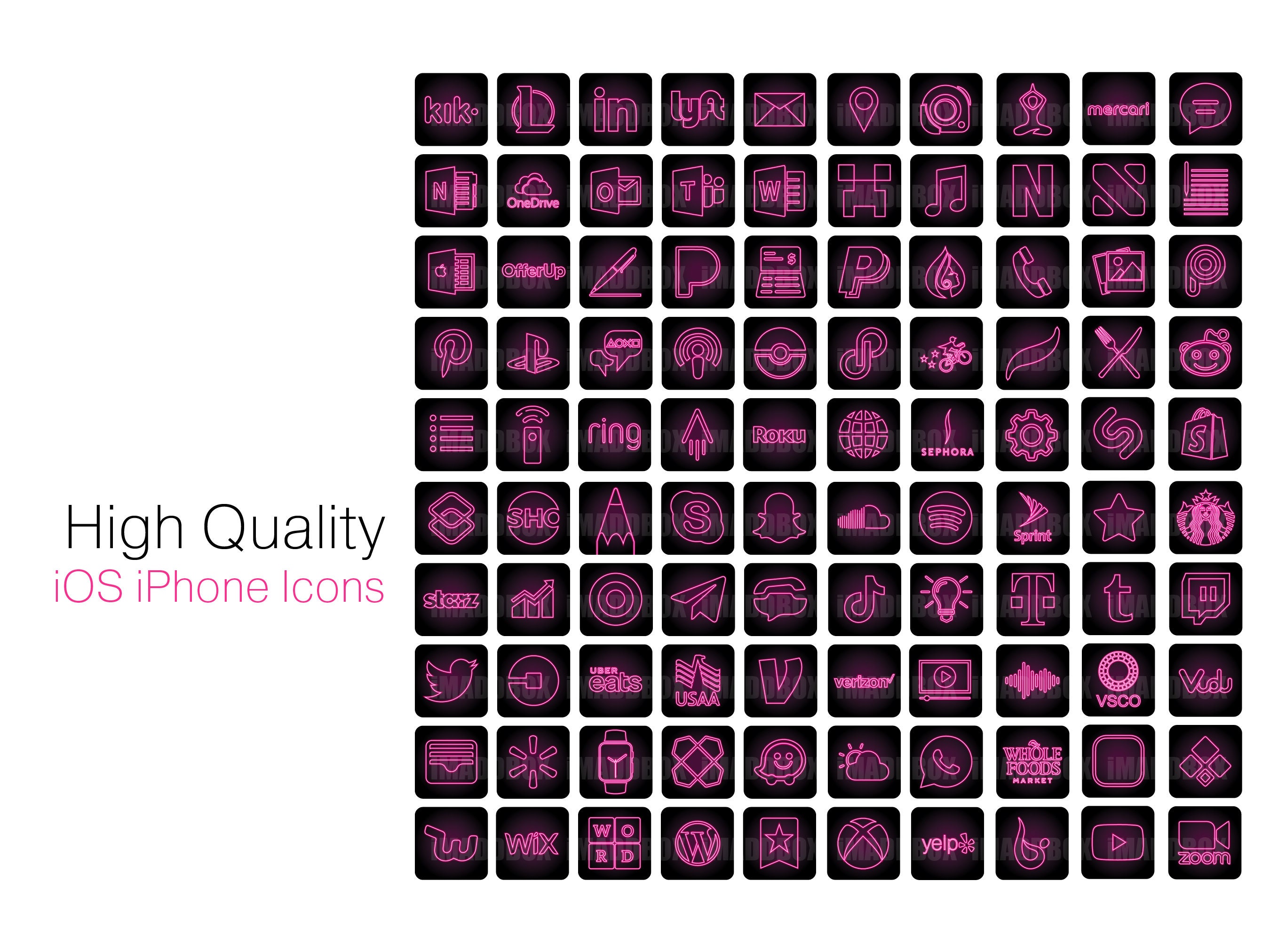 Pink Neon Ios Icons 200 App Icons Neon Pink Pink Neon Etsy Norway