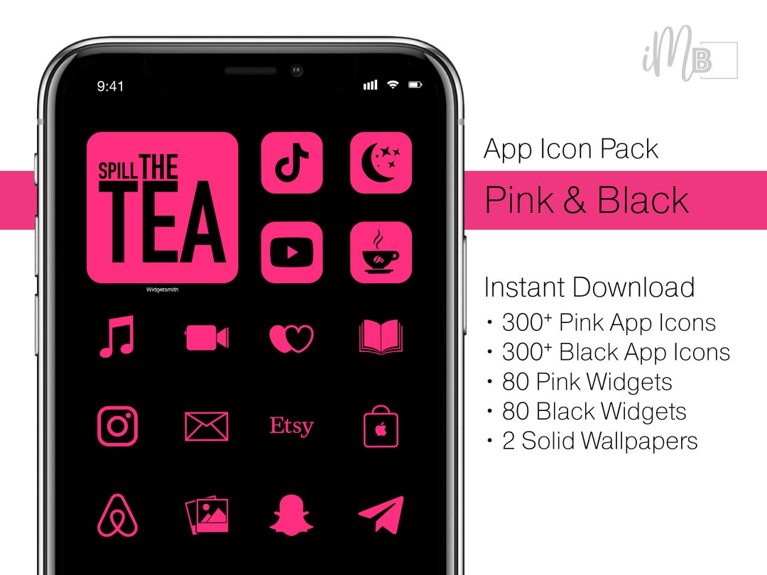 Neon Pink Ios App Icons 600+ Neon Pink Black App Icons for Ios Sets  of Pink iPhone Icons Ios Aesthetic With iPhone Wallpapers