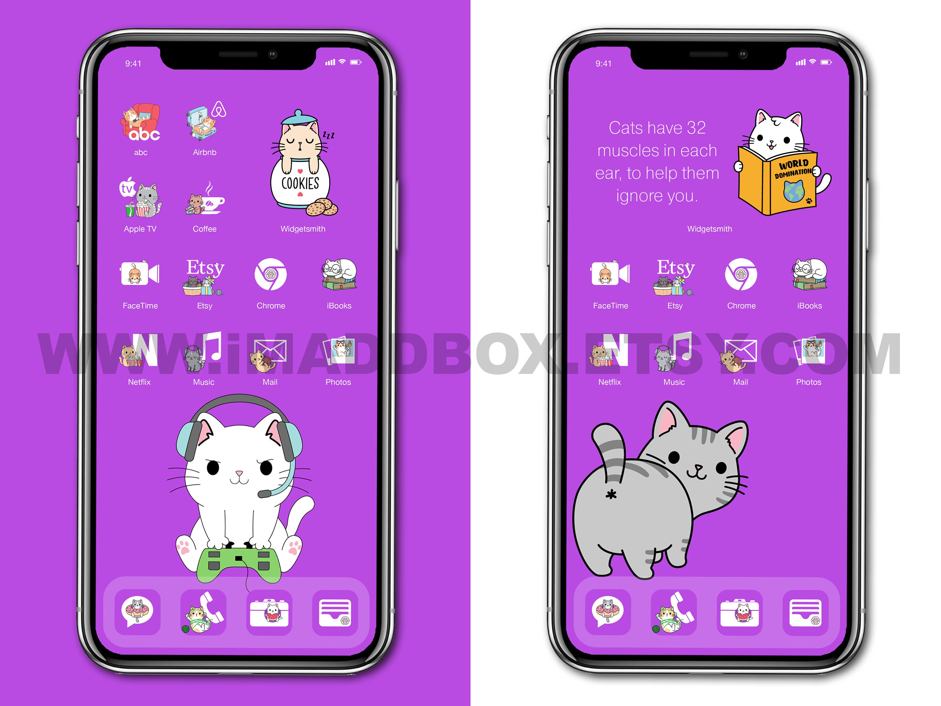 Cute Cats Black Edition iPhone Icons Bundle