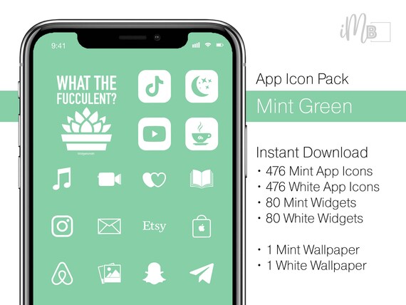 Iphone App Icons Pack Green Mint Includes 2 Sets Of 470 App Etsy Ireland