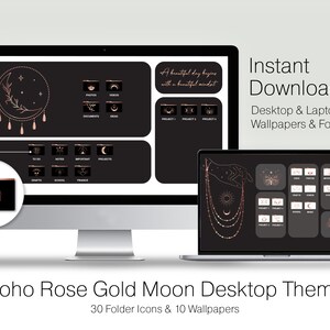 Icone delle cartelle del desktop Rose Gold Wallpaper Organizer e icone delle cartelle Windows Desktop Organizer MacBook Wallpaper & Folder Icons per Mac