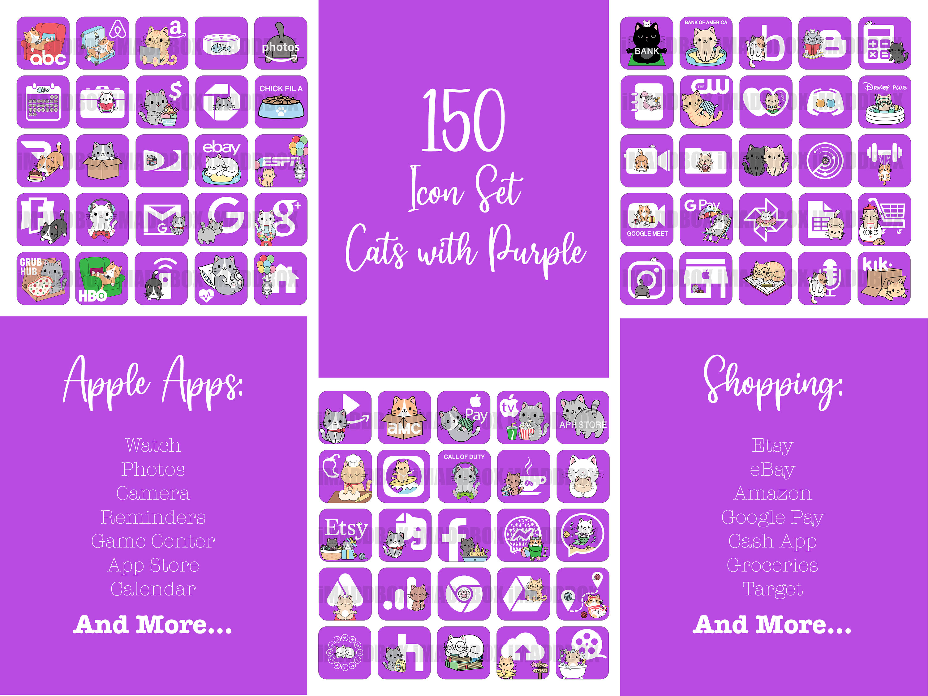 Cute Cats Black Edition iPhone Icons Bundle