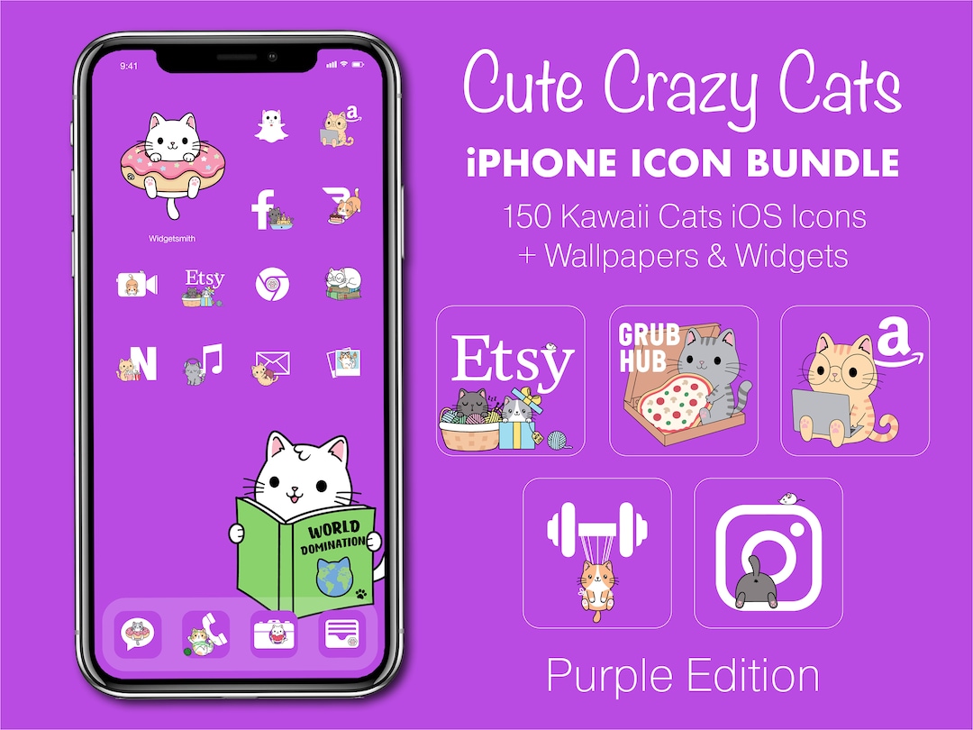 Cat Icon Ios Süße Lila iOS Icons - Kawaii Cats Icon Bundle App Icons für iOS & Süße ...