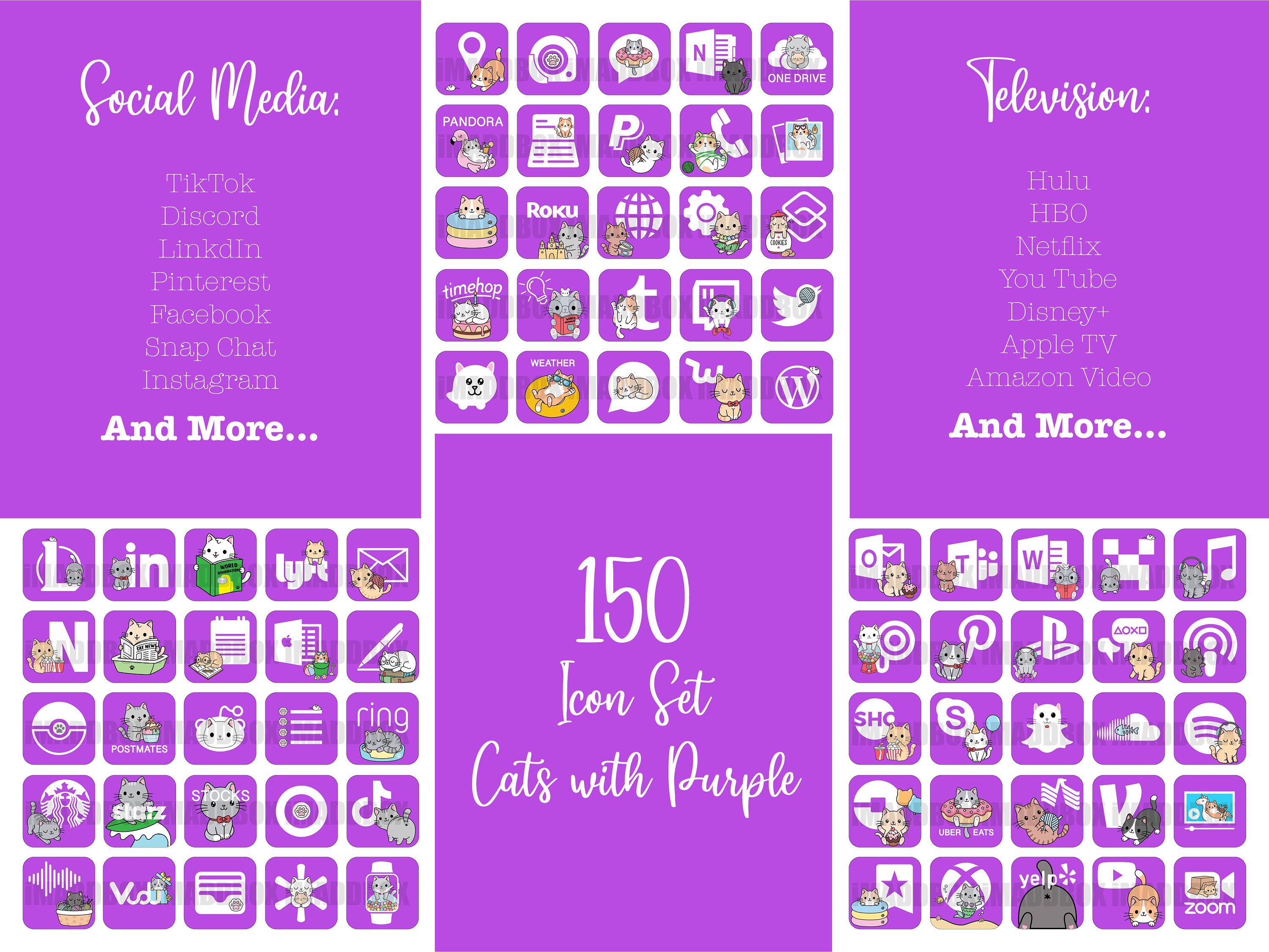 Cute Cats Black Edition iPhone Icons Bundle