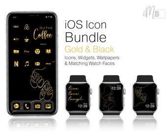 Gold iPhone Icon Pack – iOS App Icons, Widgets & Wallpapers (Digital Download)