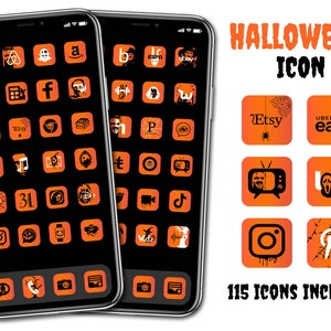 Halloween Themed iPhone App Pack - Set mit über 115 App Icons - iOS Scary Apple Icons - Digitale iOS Applikation Icon Download