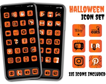 Halloween iPhone App Icons – 115+ Spooky iOS Theme (Digital Download)