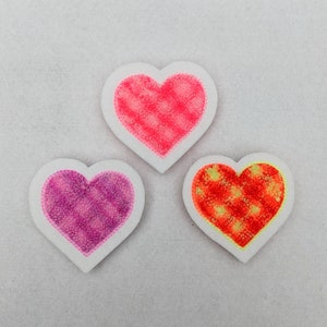 Plaid Chenille Small Heart Patch - Sew On - New!