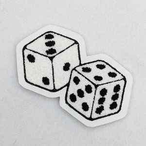 Chenille Pair Of Dice Patch - Sew On-Traditional Moss Stitch On Felt Backing