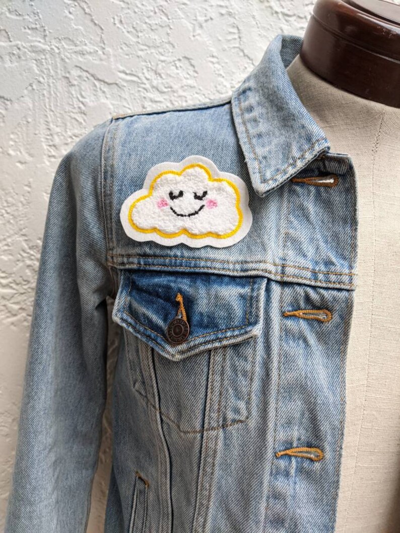 Small Fuzzy Chenille Kawaii Cloud Patch Sew On - Etsy