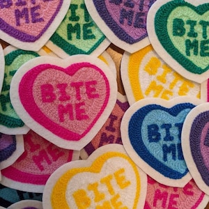Chainstitch Conversational Hearts &quot;Bite Me&quot; Patch