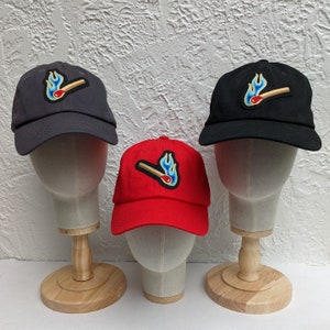 Chainstitch Match with Flame Patch on 6 Panel Low Profile Baseball Hat