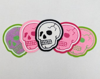 Chenille Skull Patch- Vintage Style- 4.25 x 4.75 Inches