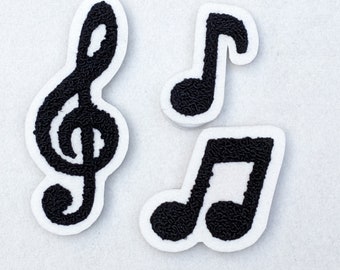 Musical Chenille Patches - Treble Clef, Bass Clef,  Eighth Note or Double Eighth Note