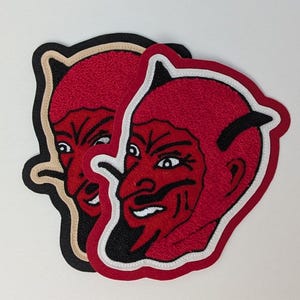 Chainstitch And Chenille Devil Patch- Sew On- Vintage Flash Style