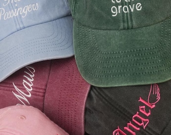 Bestickte Vintage Kappe mit Wunschwort | Dad Cap | Personalisiertes Geschenk für Freund und  Freundin