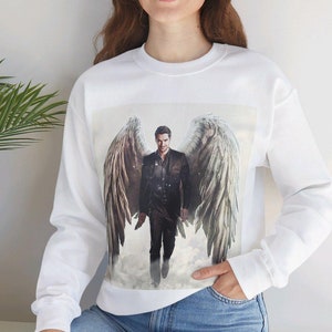 Vintage Retro Style  Lucifer Morningstar fan art Unisex Crewneck Sweatshirt for Tom Ellis fans