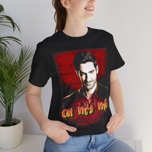 Vintage retro style fan art Lucifer Morningstar LUX club devil Tom Ellis fan art Unisex Tee Shirt for Tom Ellis fans