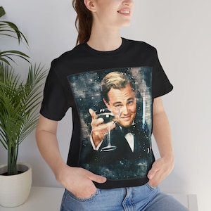 Vintage Retro Look Great Gatsby Fan art Leonardo DiCaprio Fan Art Unisex Tee Shirt for Dicaprio fans