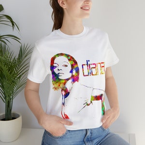 T-shirt unisexe sur le thème de l'icône pop légendaire rétro des années 70 vintage pour les fans de Diana Ross