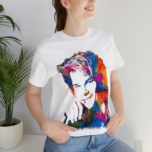 Vintage Retro 90s themed Patrick Swayze painting fan art Unisex Tee Shirt for Patrick Swayze fans