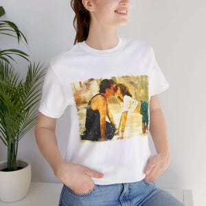 Vintage retro look 80s movie Dirty Dancing Movie Patrick Swayze and Jennifer Grey fan art romantic couple Unisex Tee Shirt.