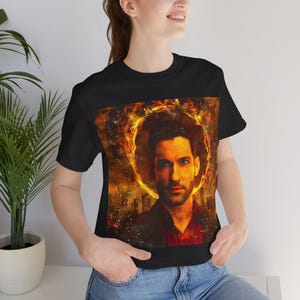 Vintage retro look Lucifer Morningstar Tom Ellis fan art Unisex Tee Shirt for Lucifer fans gift