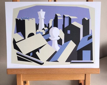 City skyline Sophronia - Architecture print A4 - Invisible Cities series