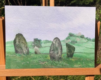 Nine Stone Close stone circle digital print A5