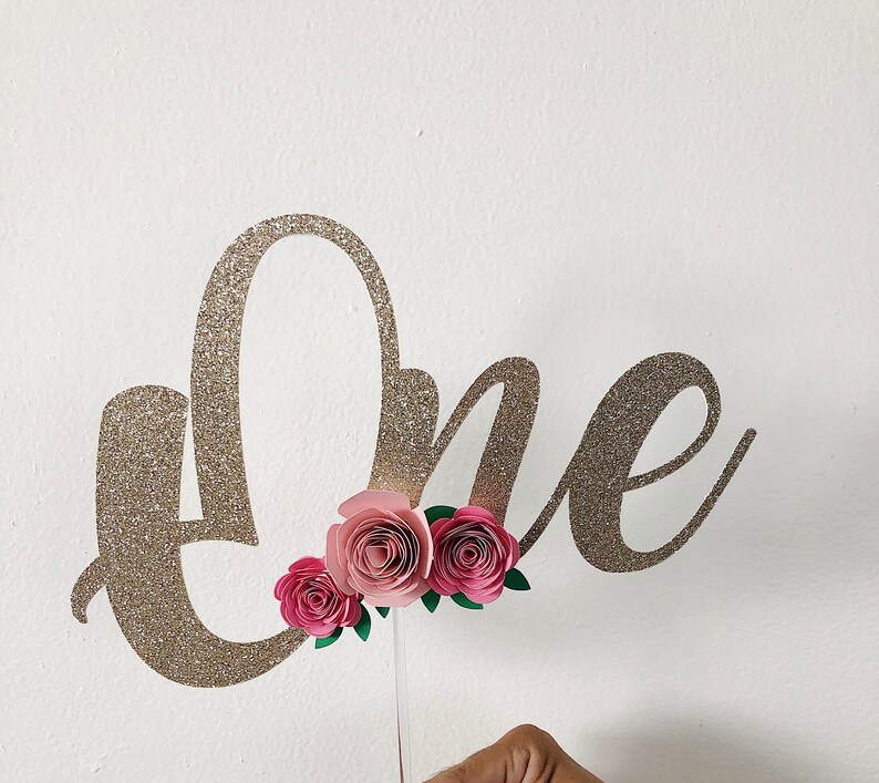floral cake topper cake smash topper, one year old cake topper One cake topper