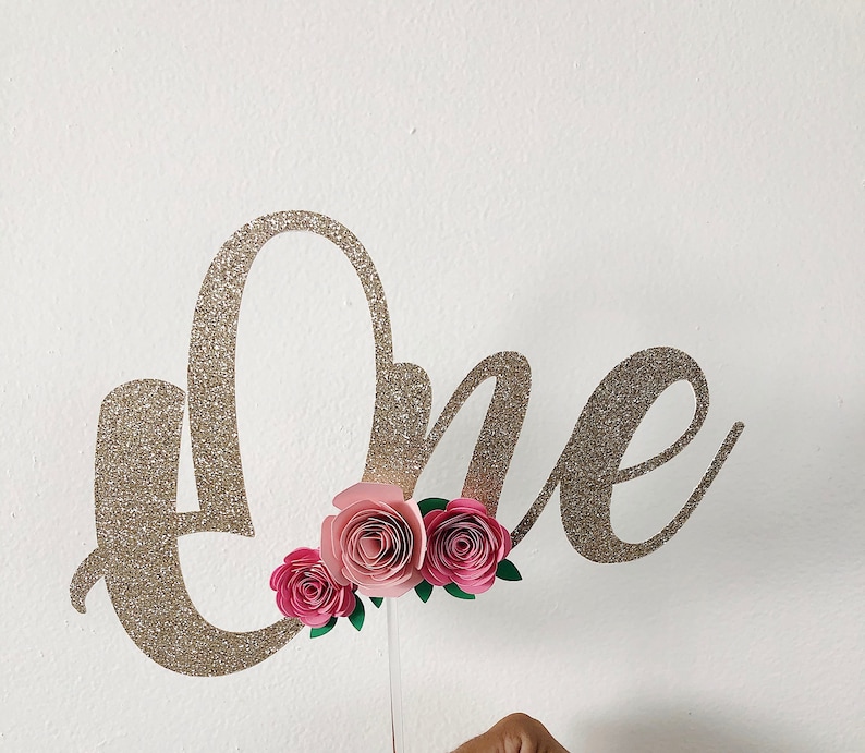 floral cake topper cake smash topper, one year old cake topper One cake topper