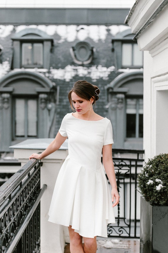 white short dress for civil wedding