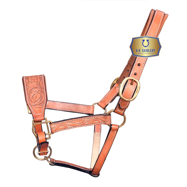 Personalized Leather Horse Halter with Your Name Embossed, Tooling Or Laser - Customized Equine Gear