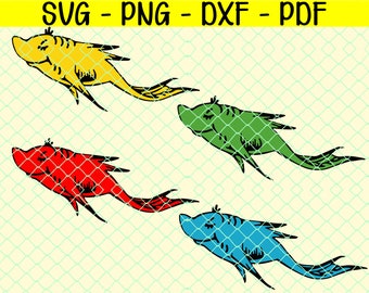 Download One Fish Two Fish Red Fish Blue Fish Svg Etsy