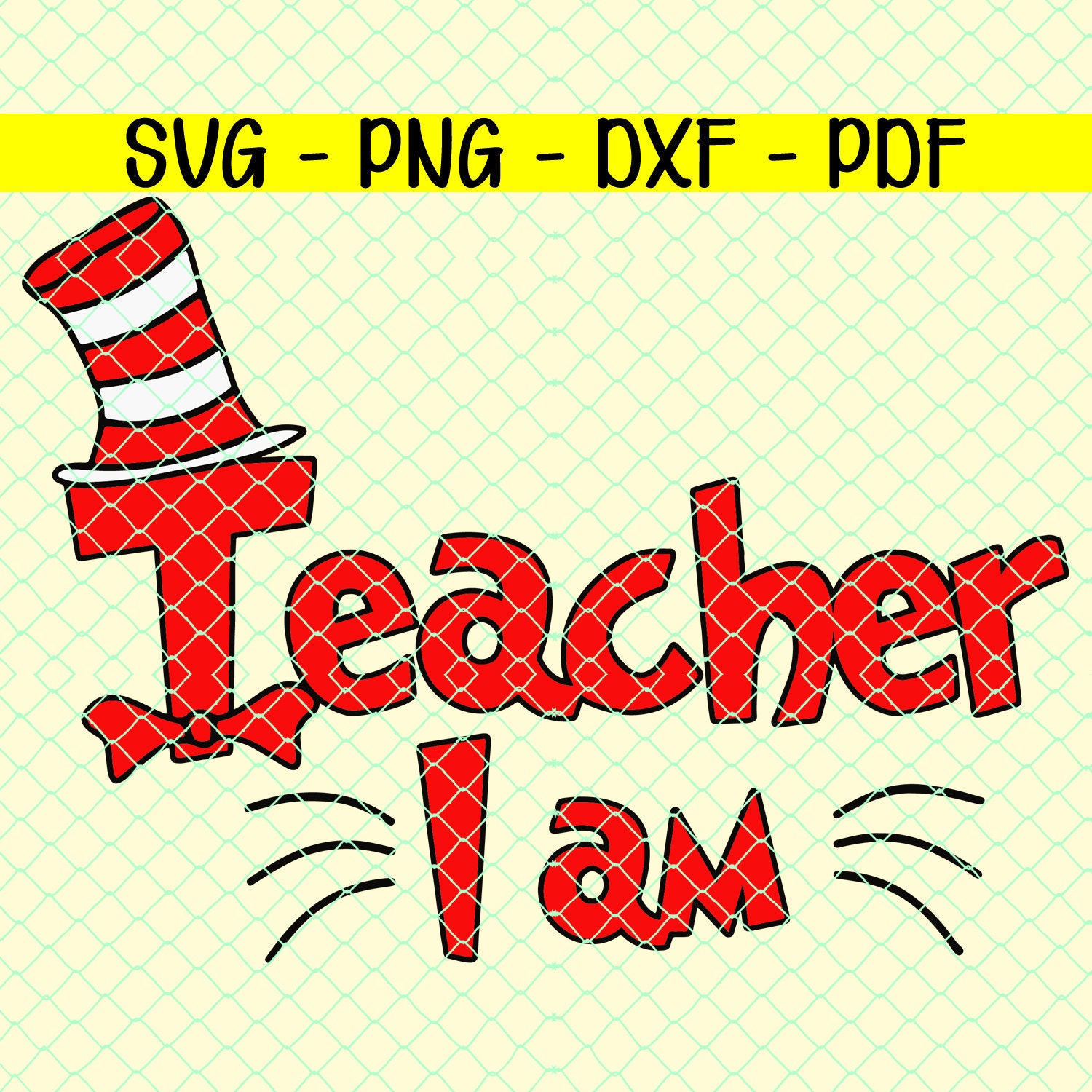 Download Teacher I am svg Teacher Cat Hat svg Dr Seuss svg Read | Etsy