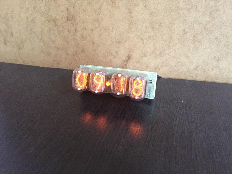 Nixie tube clock in 12 Amber ,Fallout style,Vintage,Steampunk ,christmas gift, gift image 4