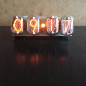 Nixie tube clock in 12 Amber ,Fallout style,Vintage,Steampunk ,christmas gift, gift image 3