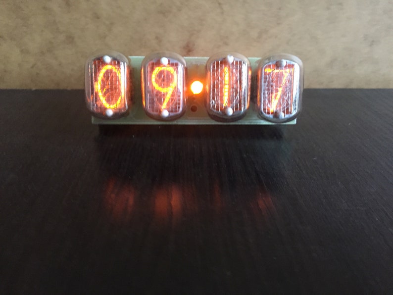 Nixie tube clock in 12 Amber ,Fallout style,Vintage,Steampunk ,christmas gift, gift image 3