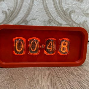 Nixie Tube Clock with Replaceable IN-12 Nixie Tubes, LED Backlight, Plastic Case